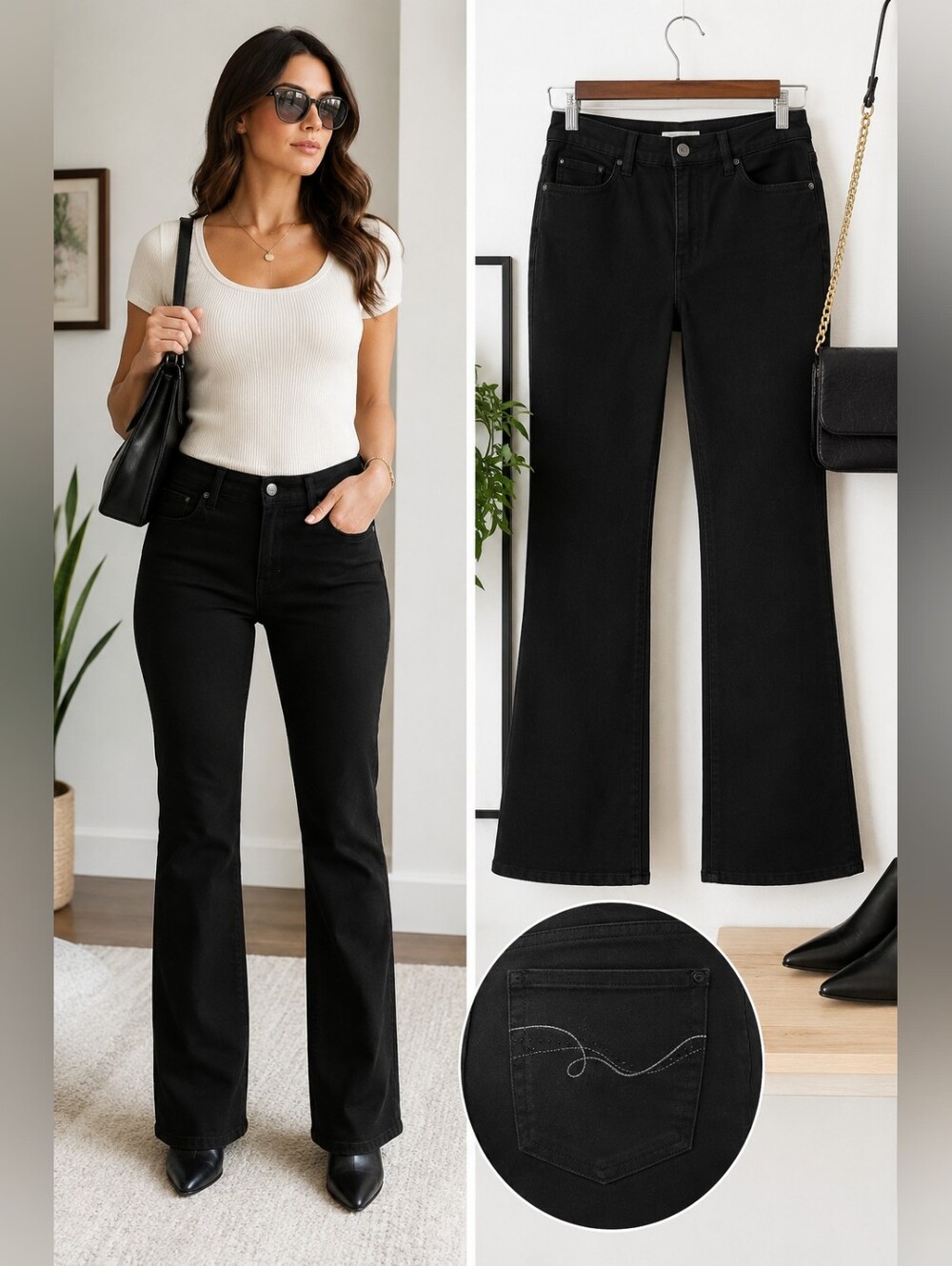 Haggar Black Straight Leg Jeans Women's Size 8 Mid Rise Cotton Denim Classic